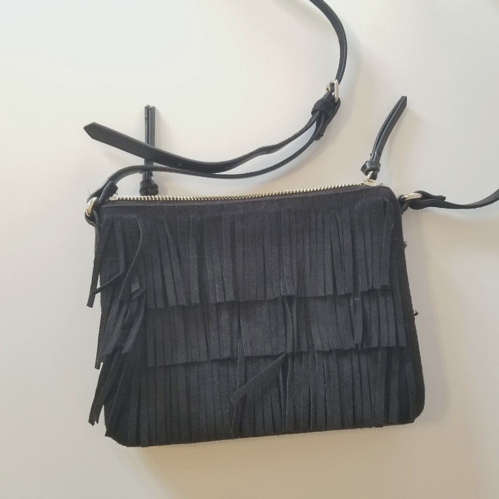 Old Navy Black Fringe Crossbody Bag